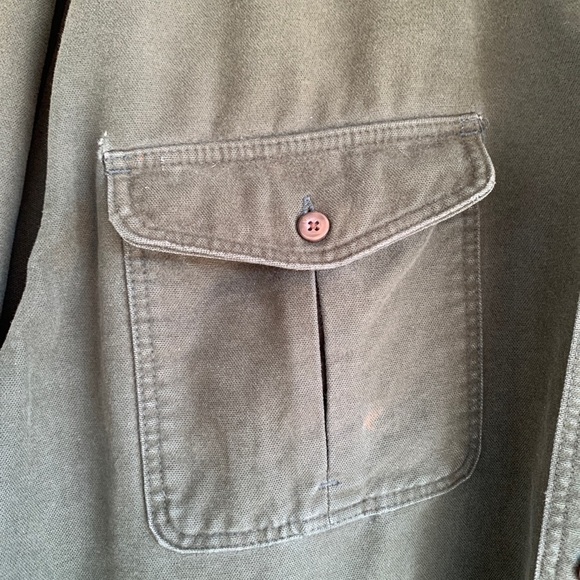 Eddie Bauer Dark Green Chamois Button Down Shirt Size XL Tall Casual Botton Down - Picture 9 of 11